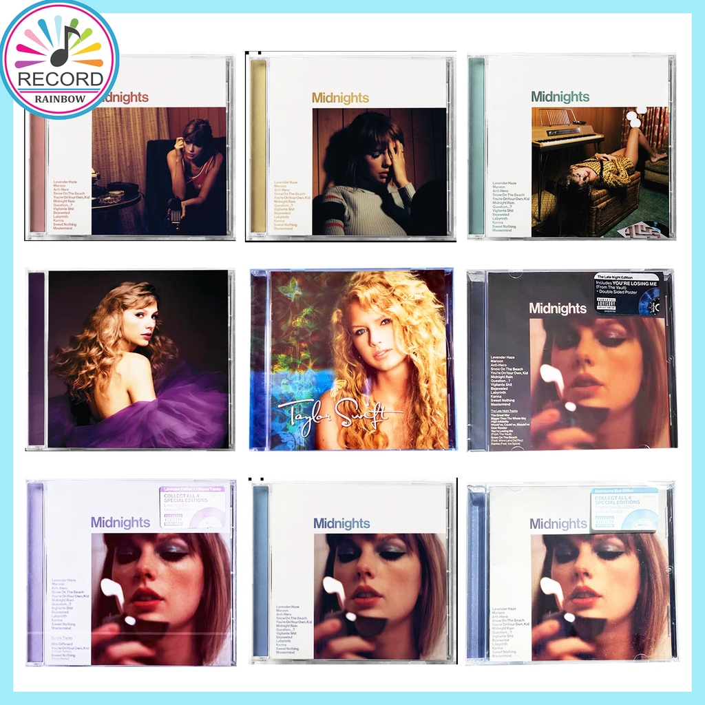 Taylor Swift - Midnights 1989 Lover Evermore Fealess Folklore Red Reputation Speak Now Music CD Album [SEALED]2