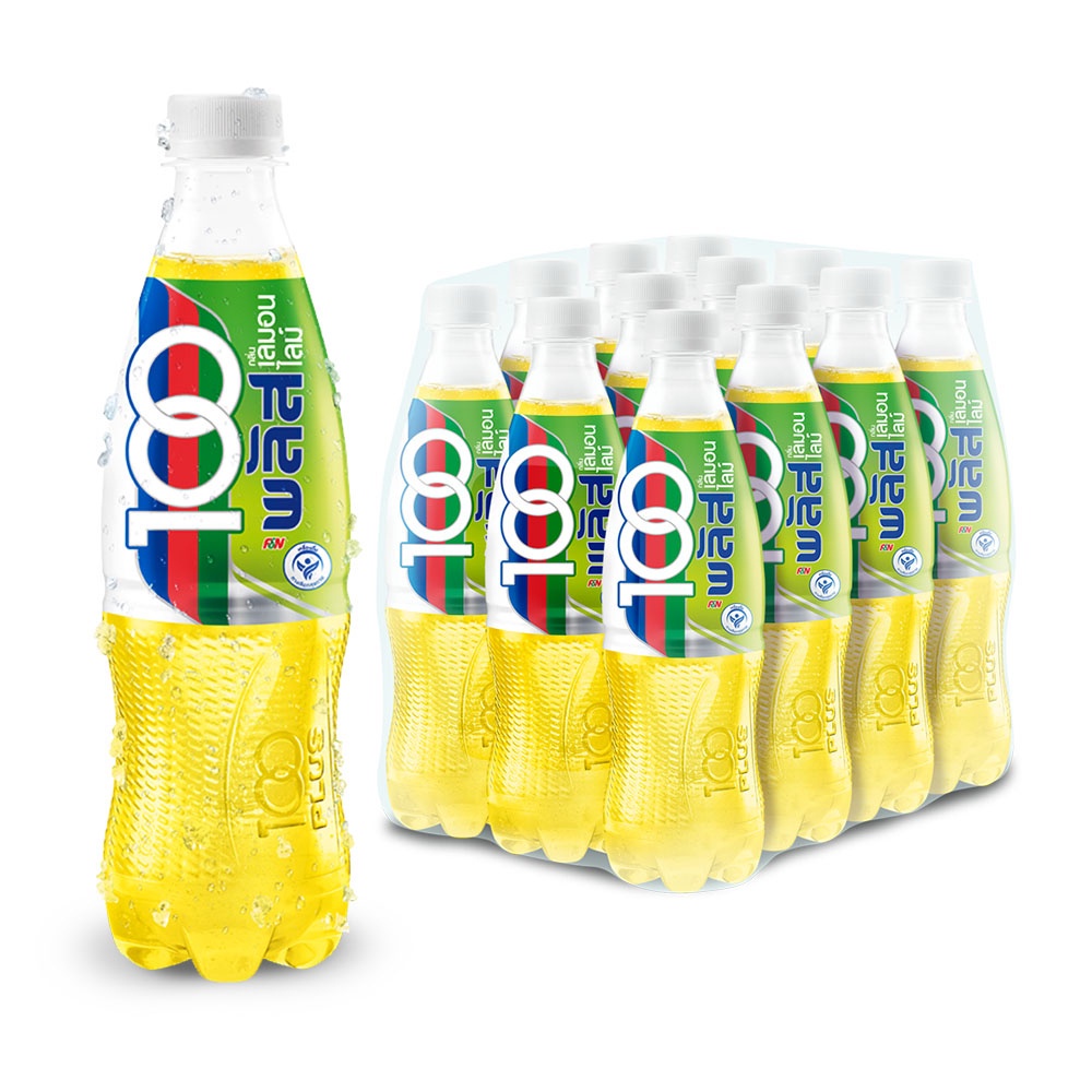 [ส่ง กทม. ปริมณฑล จังหวัดหลักอื่นๆ] ฮันเดรดพลัส น้ำอัดลมเพื่อสุขภาพ เลมอน ไลม์ (370 มล. X 12 ขวด) 3 แพ็ค  36 ขวด