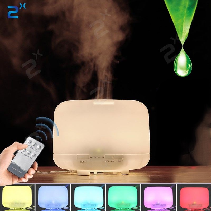 เครื่องพ่นไอน้ำ Aroma Diffuser เครื่องฟอกอากาศ เพิ่มความชื้นในอากาศ LED Humidifier Home Office 500ml