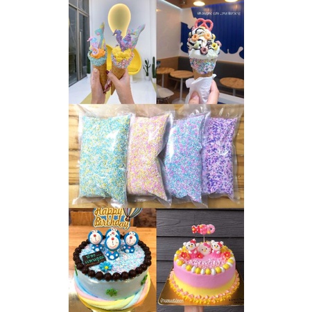 ขายส่ง 1 กิโลกรัม เม็ดน้ำตาล เรนโบว์ เกล็ดน้ำตาล เม็ดน้ำตาลแต่งเค้ก sprinkle  โรยหน้าเค้ก sugar Spri