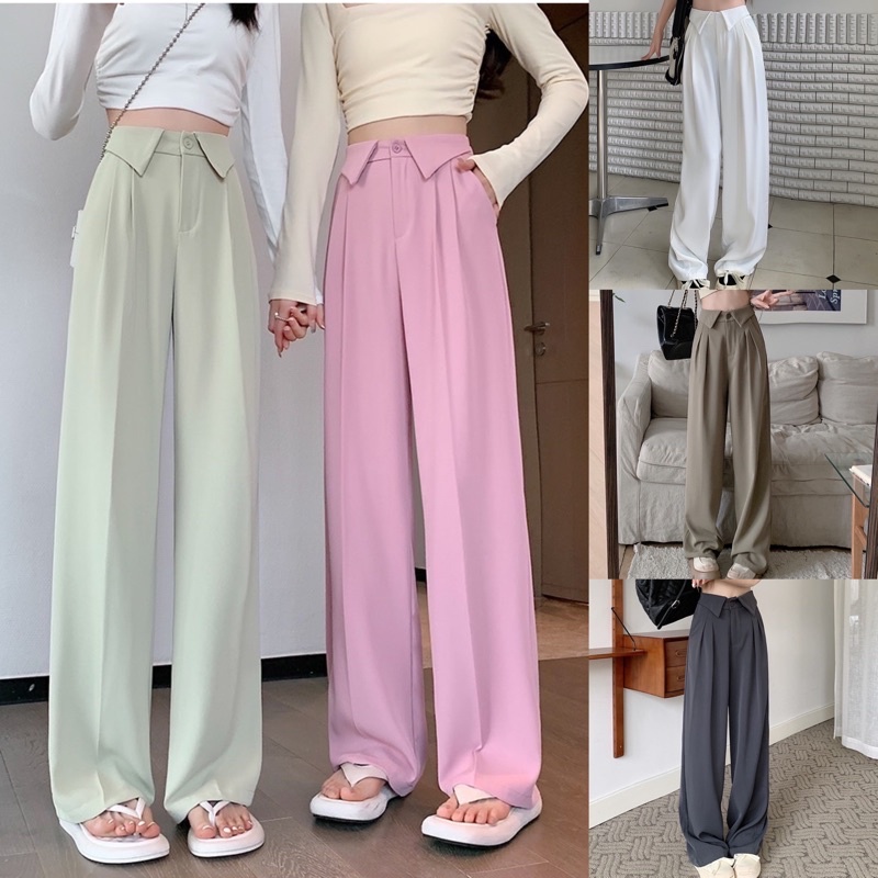 9183#กางเกงเอวพับผ้ารื่นใส่สบายป้ายkeltis