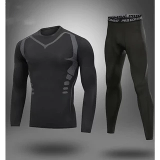 สื้อกีฬาแขนยาว เสื้อรัดรูปชาย+กางเกงรัดกล้าม กางเกงวิ่งชาย [กทม. พร้อมส่ง]