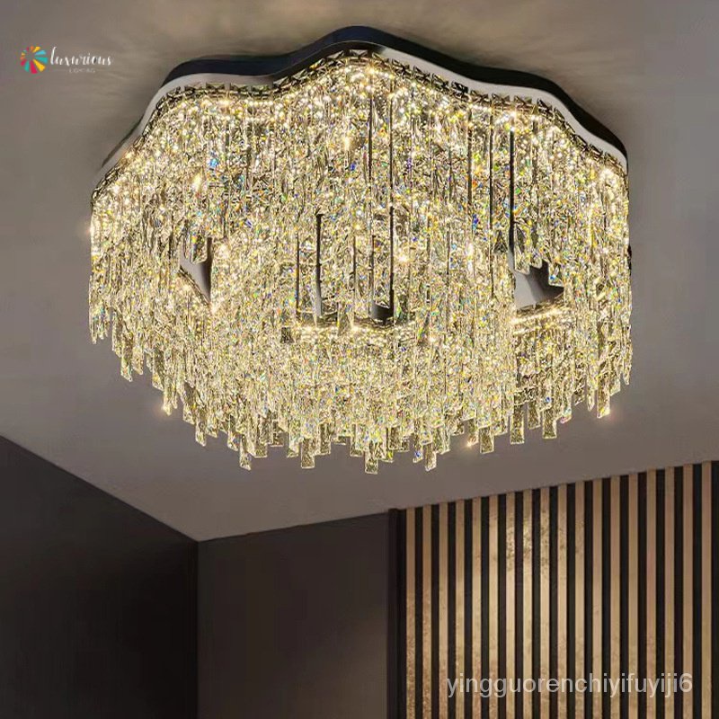 UPEZ โคมไฟเพดานคริสตัลทรงกลมหรูหราหรูหราหรูหรา K9 Crystal Ceiling