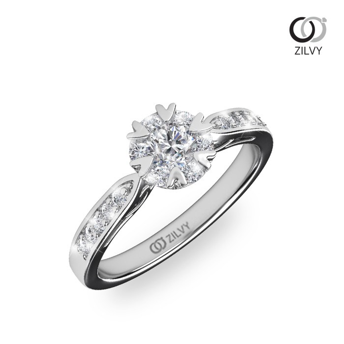 Zilvy - แหวนหญิงเพชรน้ำร้อย 0.42 กะรัต ตัวเรือนทองคำขาว (GR348)