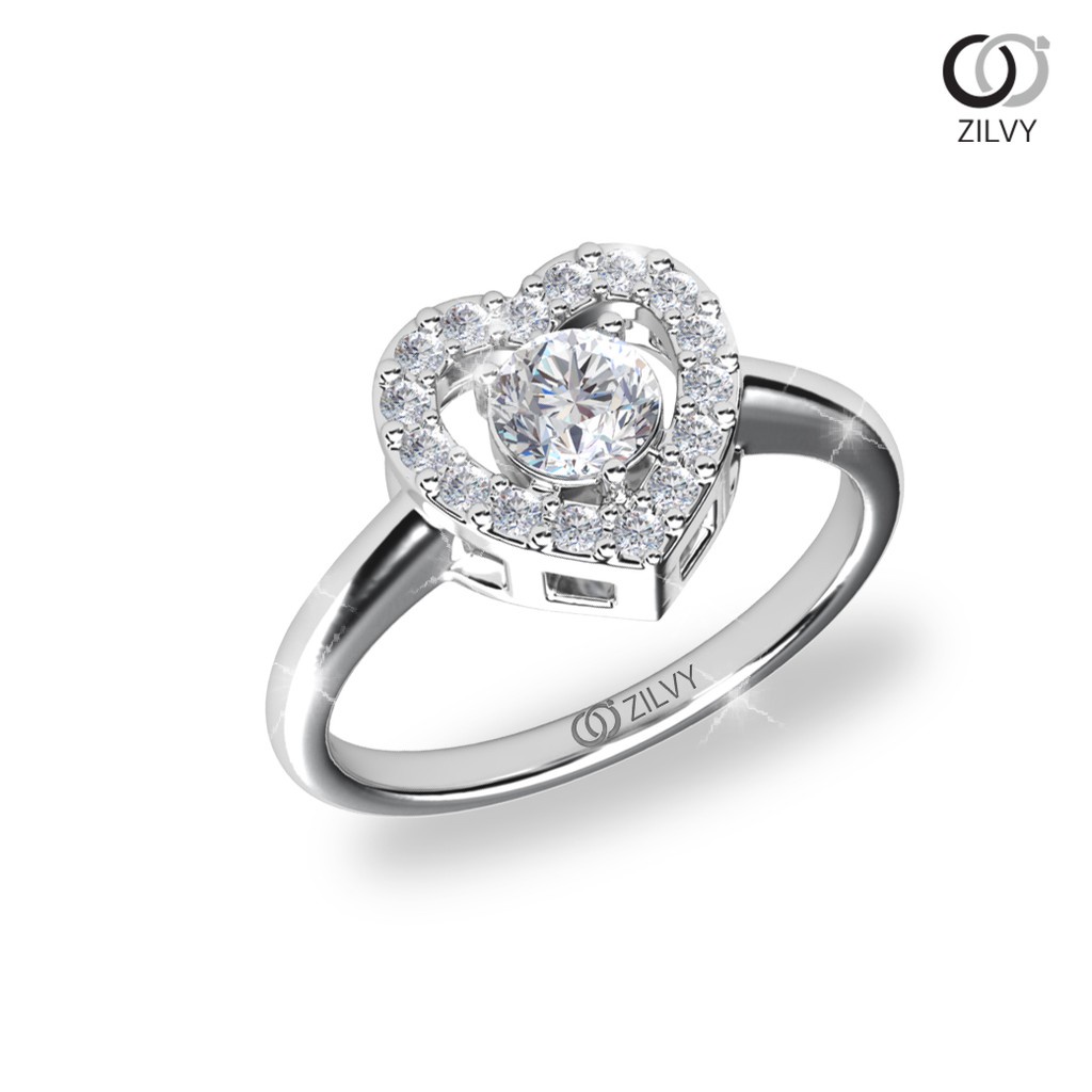 Zilvy - แหวนหญิงเพชรน้ำร้อย 0.46 กะรัต ตัวเรือนทองคำขาว (GR1185)