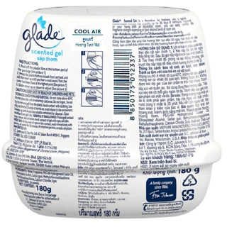 เกลดเซ็นท์เต็ด เจลหอมปรับอากาศ เจลดับกลิ่น กลิ่นคูลแอร์ 180 กรัม Glade Scented Gel Air Freshener Cool Air 180g