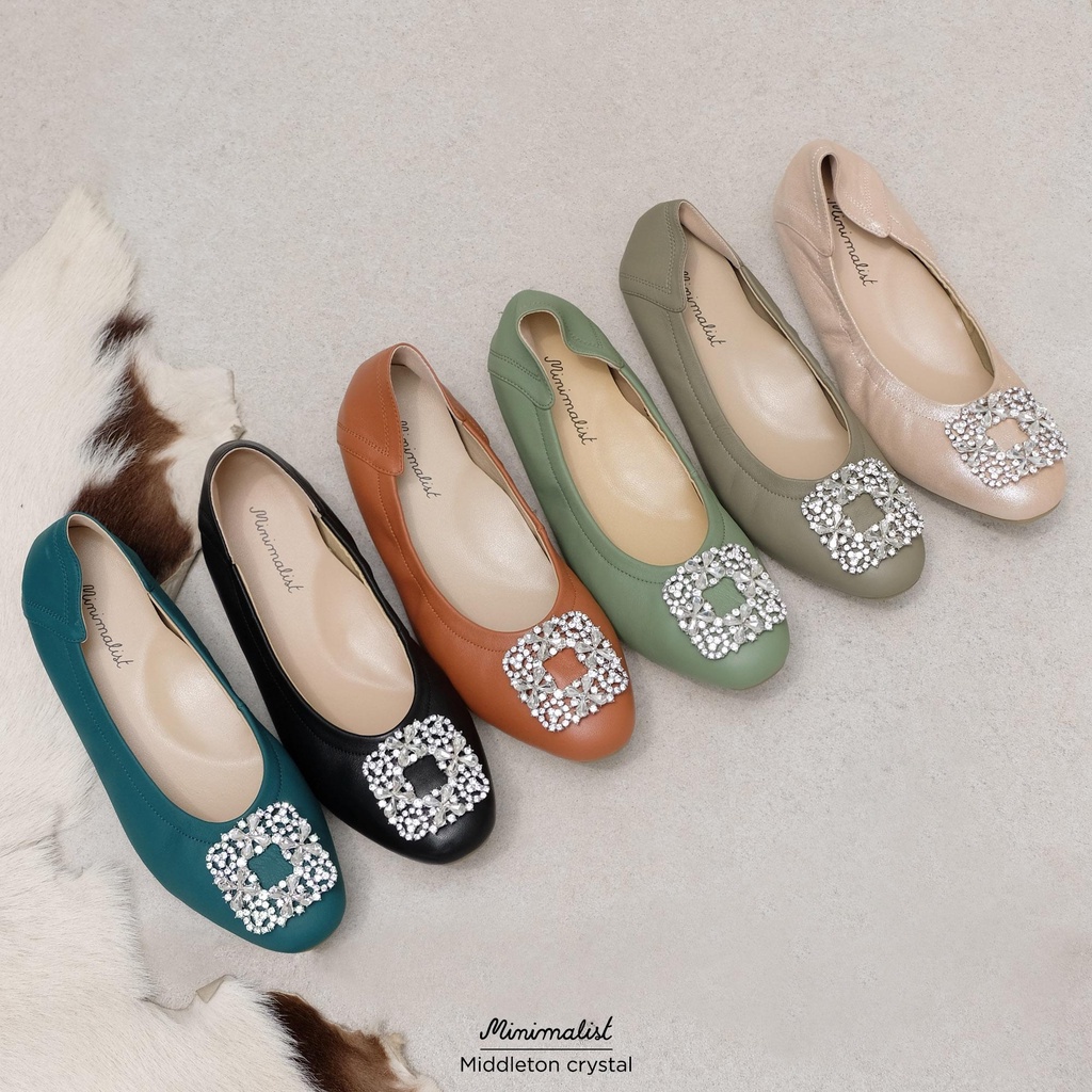 𝐌𝐈𝐍𝐈𝐌𝐀𝐋𝐈𝐒𝐓 รองเท้าหนังแกะแท้ รุ่น Middleton Crystal (cinnamon) พื้นหนานุ่มพิเศษกว่าเดิม ซัพพอร์ตดี x2