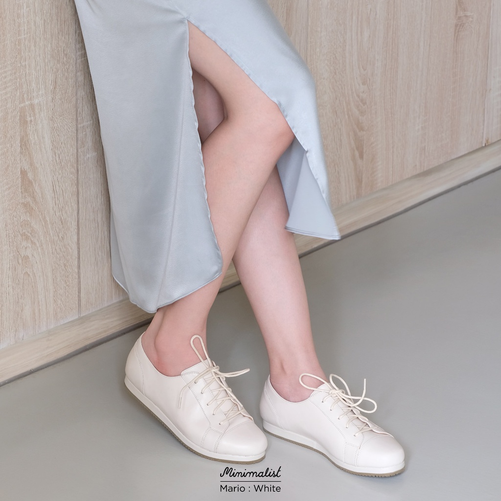𝐌𝐈𝐍𝐈𝐌𝐀𝐋𝐈𝐒𝐓 รองเท้าผ้าใบหนังแกะแท้ รุ่น Mario (off-white) ซัพพอร์ตแบบ x 2