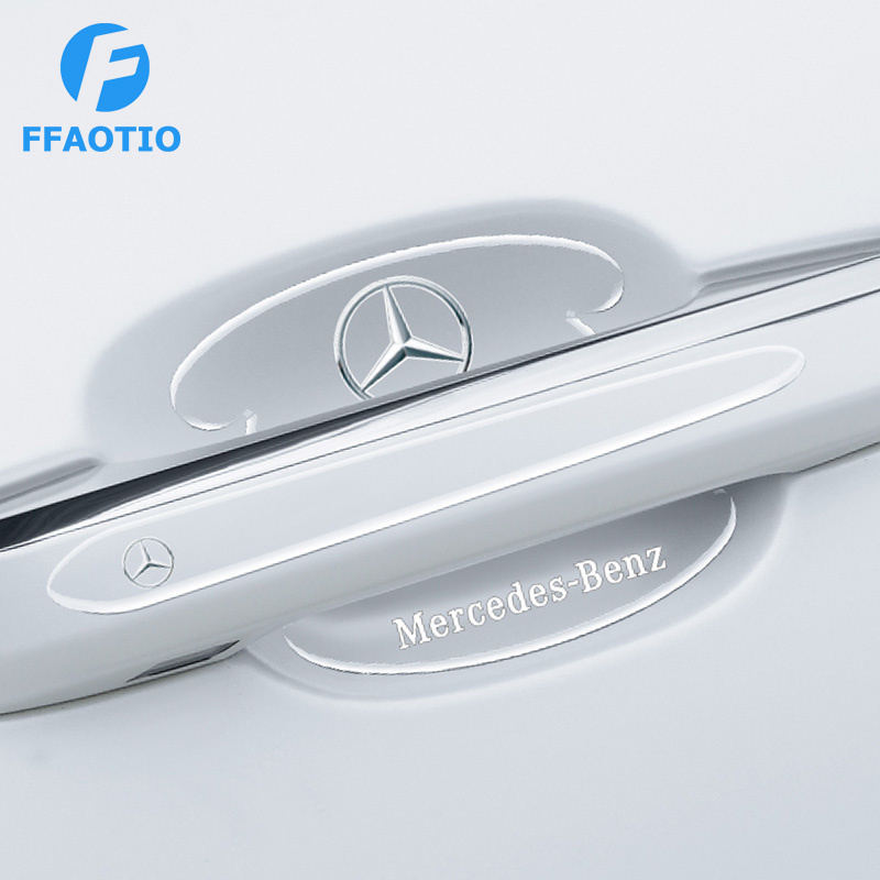 FFAOTIO โปร่งใส ฟิล์มกันรอยมือจับประตูรถยนต์ แถบป้องกันการชน สำหรับ Mercedes Benz W124 W204 W202 W203 W212