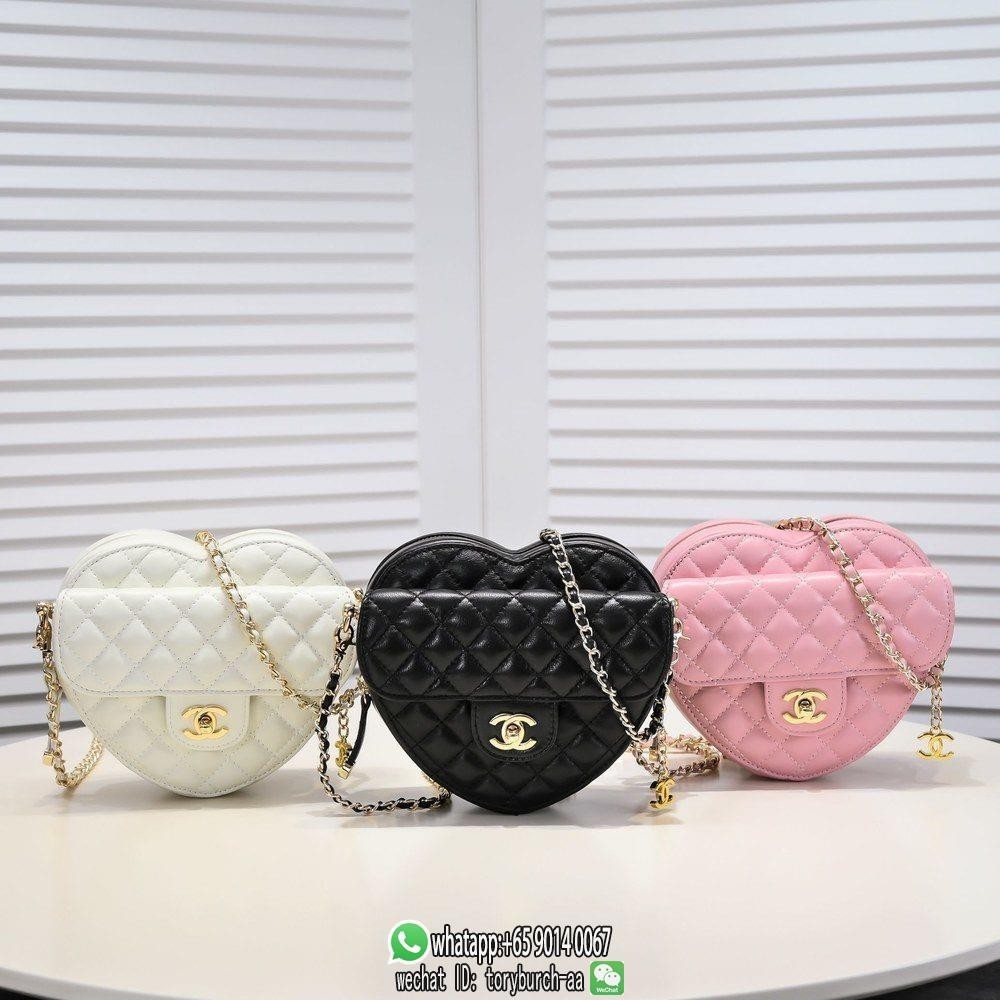 Chanel quilted love-heart coin pouch sling crossbody shoulder bag