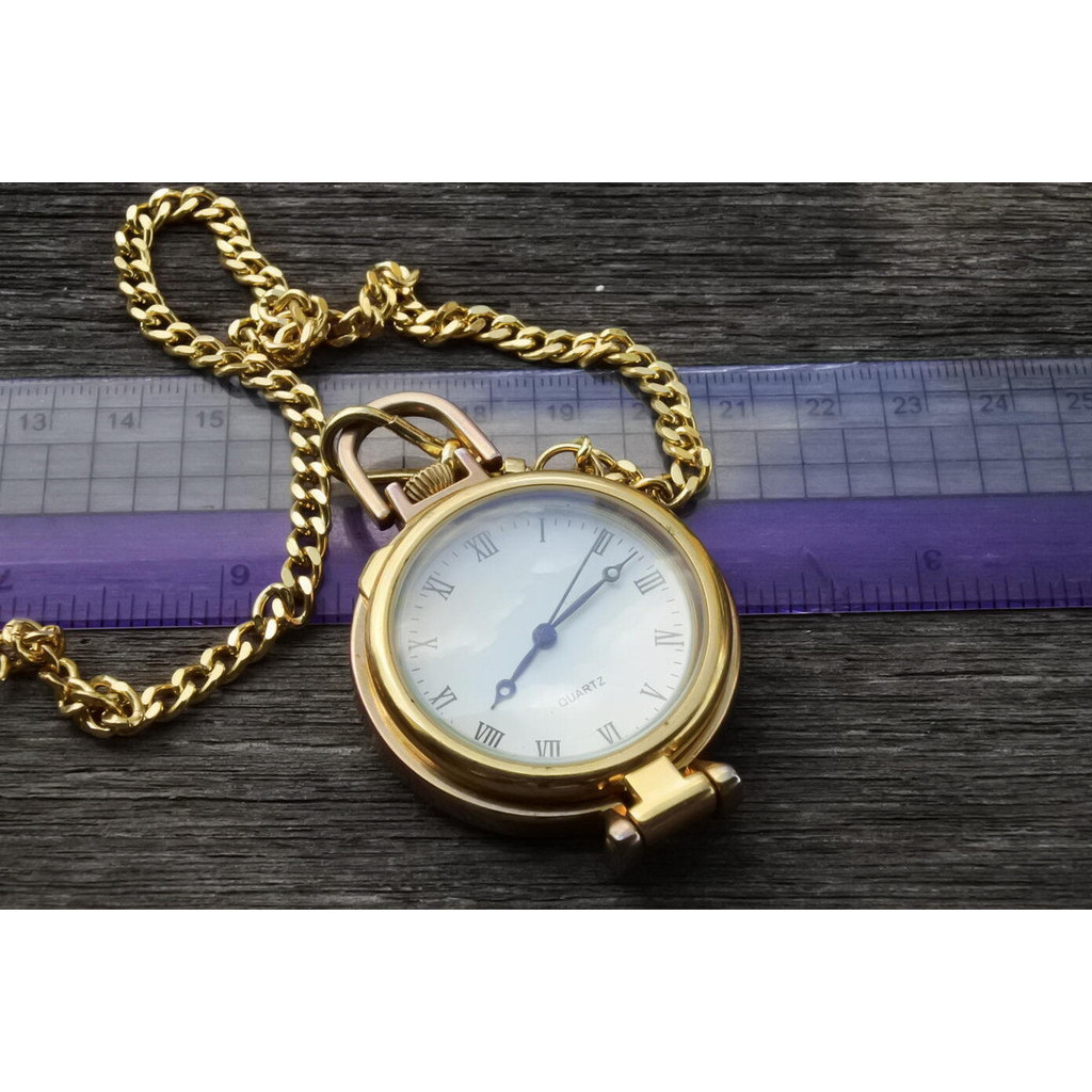 นาฬิกา Vintage มือสองญี่ปุ่น Pocket Watch นาฬิกาพก แก้วสามารถใช้เป็นแว่นขยายได้ ระบบ Quartz ขนาด40mm ใช้งานได้ปกติ