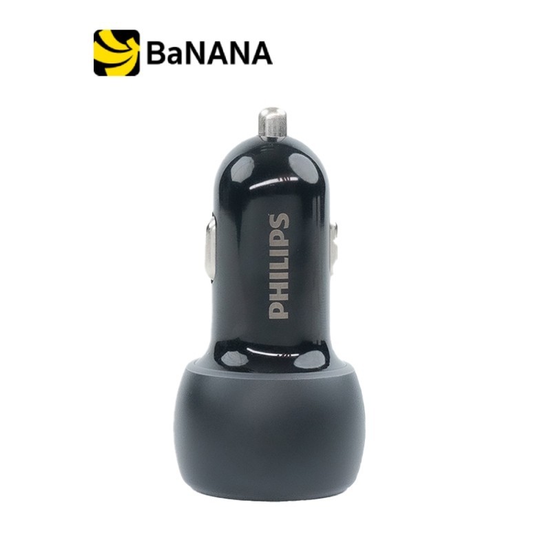 ที่ชาร์จแบตในรถ Philips Car Charger 1 USB-A / 1 USB-C (PD38W) Dual Port Black by Banana IT