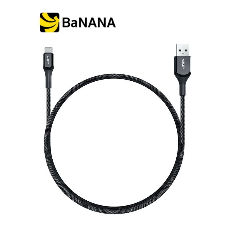 สายชาร์จ  AUKEY USB-A to USB-C Cable Braided Nylon Black (CB-CD43) by Banana IT