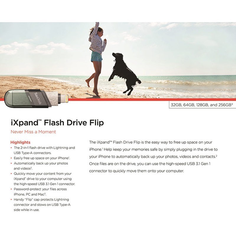 SanDisk iXpand Flip 64GB USB 3.1 Gen 1 (SDIX90N-064G-GN6NN) By Banana IT
