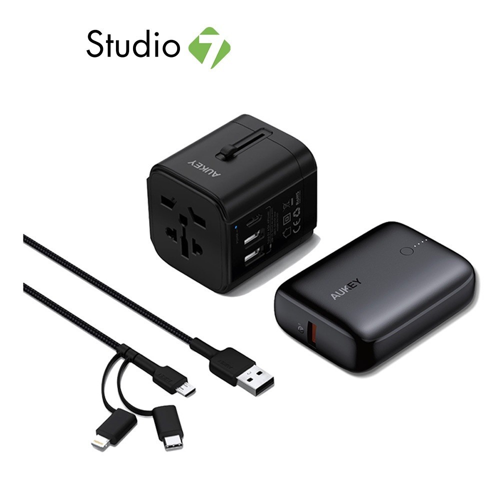 หัวแปลงปลั๊กไฟ AUKEY World Travel Kit 3-in-1 (TK-4) by Studio7
