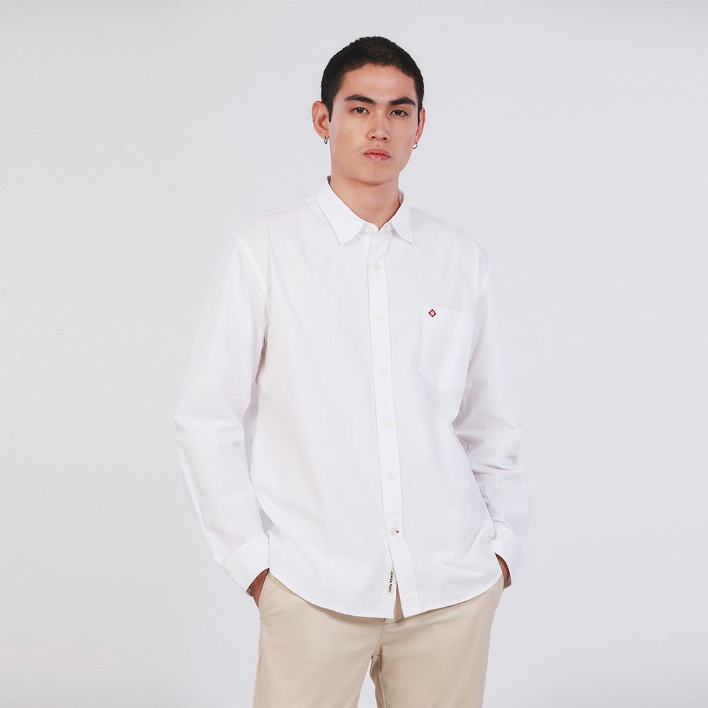 John Henry เสื้อเชิ้ตผู้ชายแขนยาว ทรงเข้ารูป รุ่น JH S424MSLSM61 - สีขาว