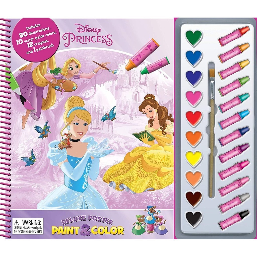 หนังสืออังกฤษใหม่ Disney Princess Deluxe Poster Paint and Crayon
