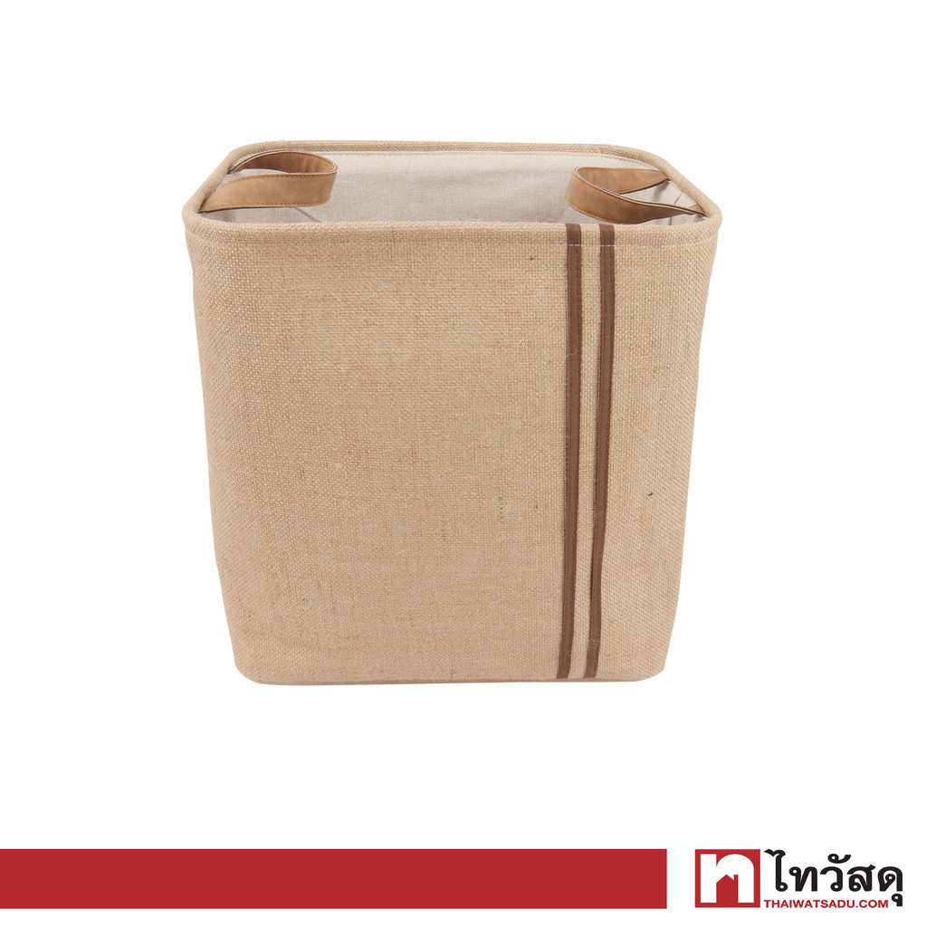 KASSA HOME ถังใส่ผ้าทรงเหลี่ยม แบบมีหูจับ Caramel รุ่น EW96666-XL ขนาด 39 x 30 x 39 ซม. สีน้ำตาล