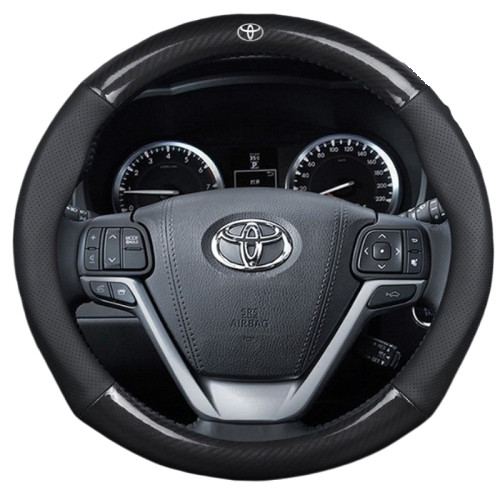 car steering wheel Toyota ที่หุ้มพวงมาลัยหนังคาร์บอนไฟเบอร์ Carbon Fiber Leather Steering Wheel Cover Toyota Camry Altis