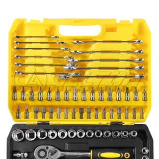 DELTON King Tools ชุดเครื่องมือ ประแจ ชุดบล็อก 78 ชิ้น ขนาด 1/2 นิ้ว (4 หุน) และ 1/4 นิ้ว (2หุน) ชุดประแจ รุ่น DKT-78PCS
