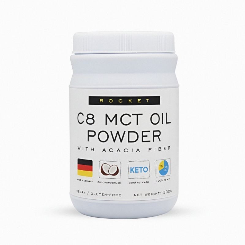 ROCKET C8 MCT oil powder acacia fiber ผงเอ็มซีที 200g มี2ขนาดให้เลือก 50g , 200g