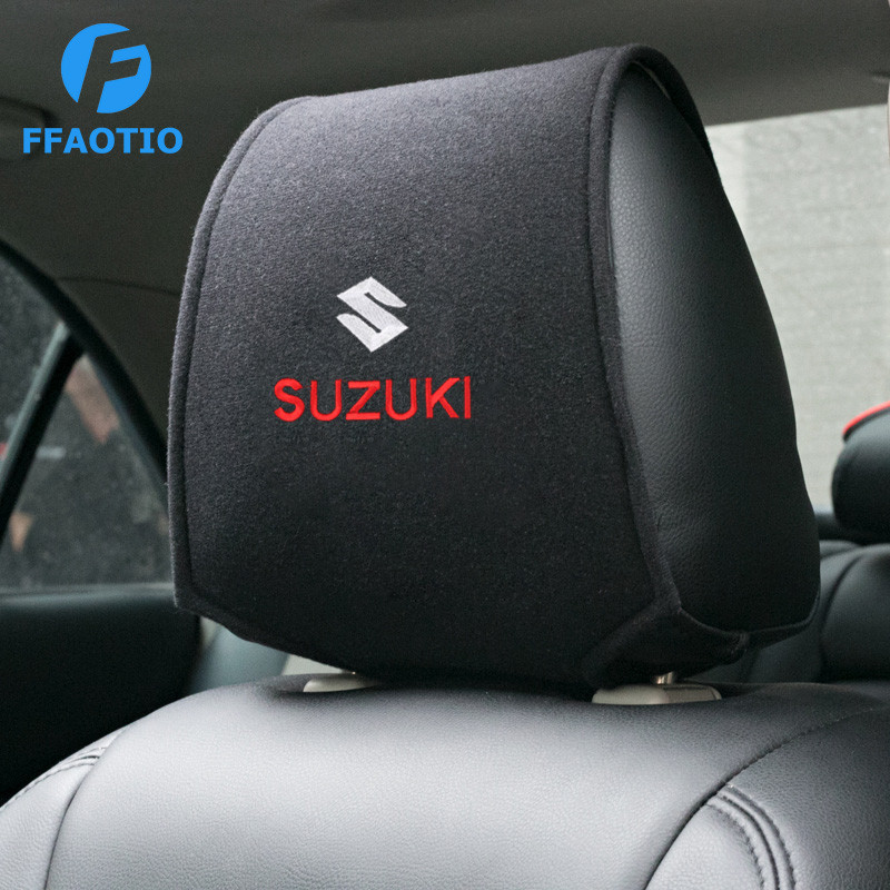 FFAOTIO ชุดหมอนในรถ ผ้าคลุมพนักพิงศีรษะ มีกระเป๋า สำหรับ Suzuki Swift Ciaz Celerio XL7 Vitara