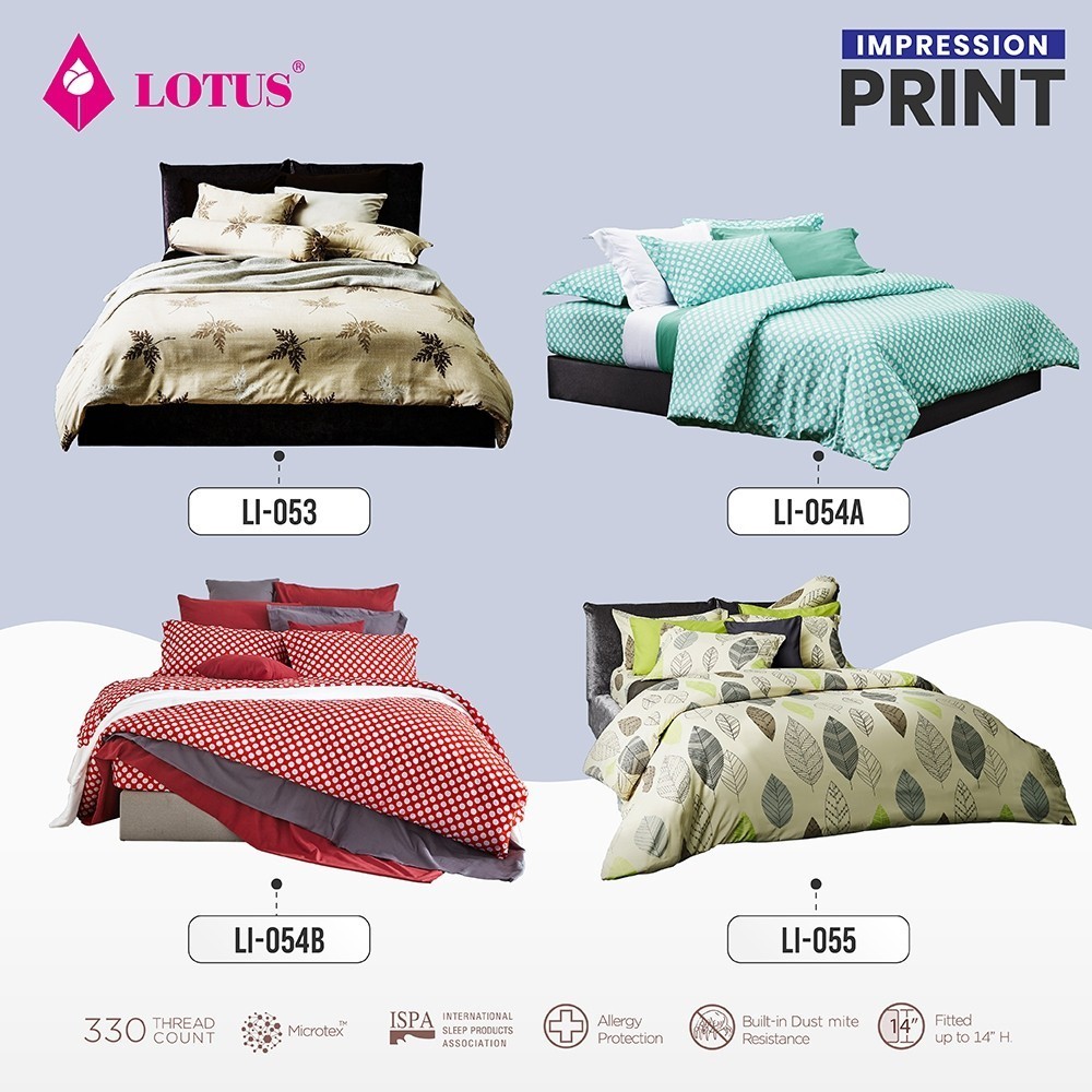 LOTUS ผ้านวม (Clearance) รุ่น Impression Print 330 เส้นด้าย สัมผัสนุ่มลื่น ส่งฟรี