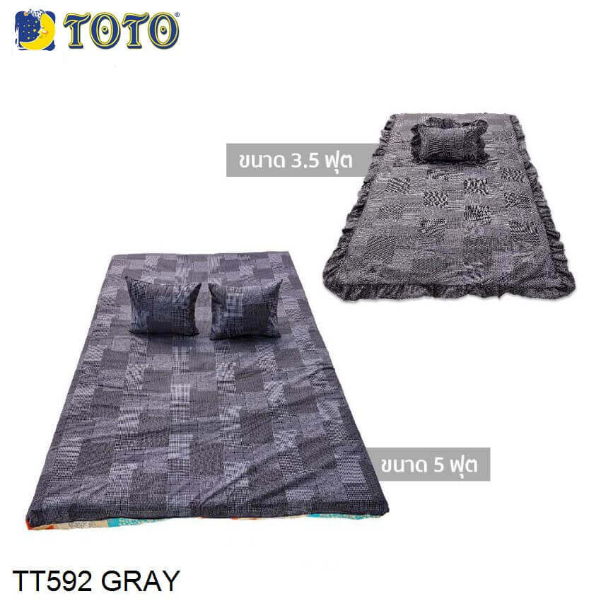 Toto Picnic โตโต้ ที่นอนปิคนิค พับเก็บได้ 3.5ฟุต 5ฟุต พิมพ์ลาย กราฟฟิก TT592 GRAY