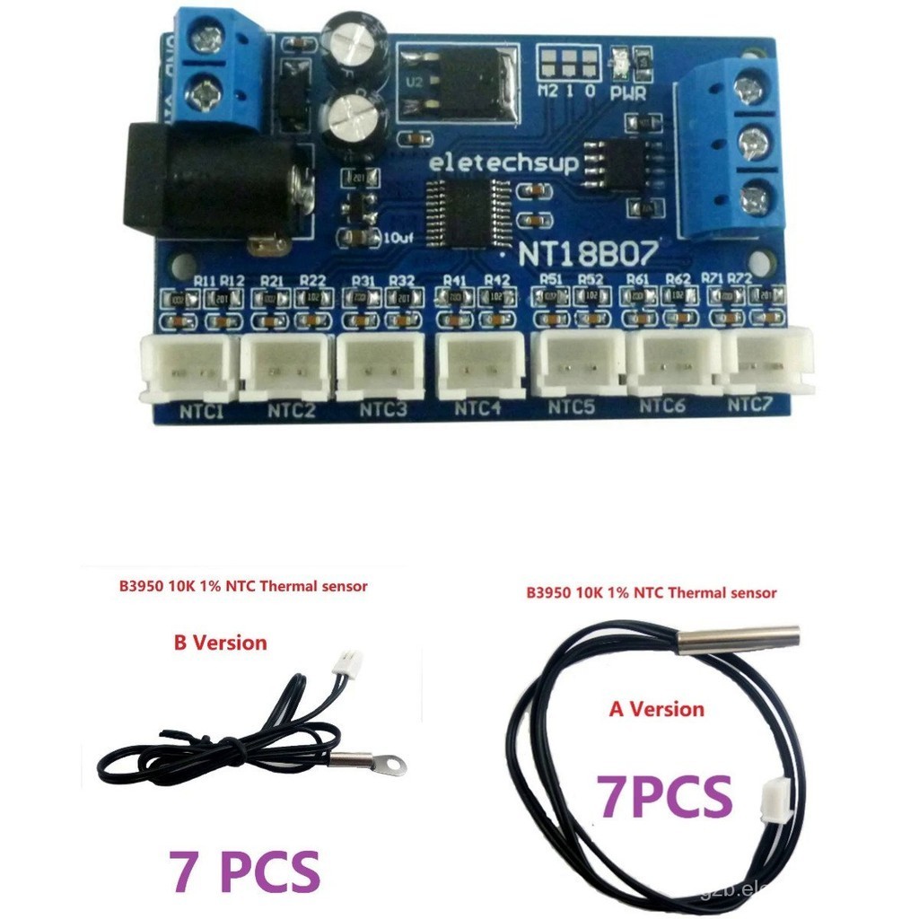 7CH DC 12V RS485 NTC Thermistor Temperature Sensor Modbus Rtu Remote Acquisition Monitor โมดูล B3950