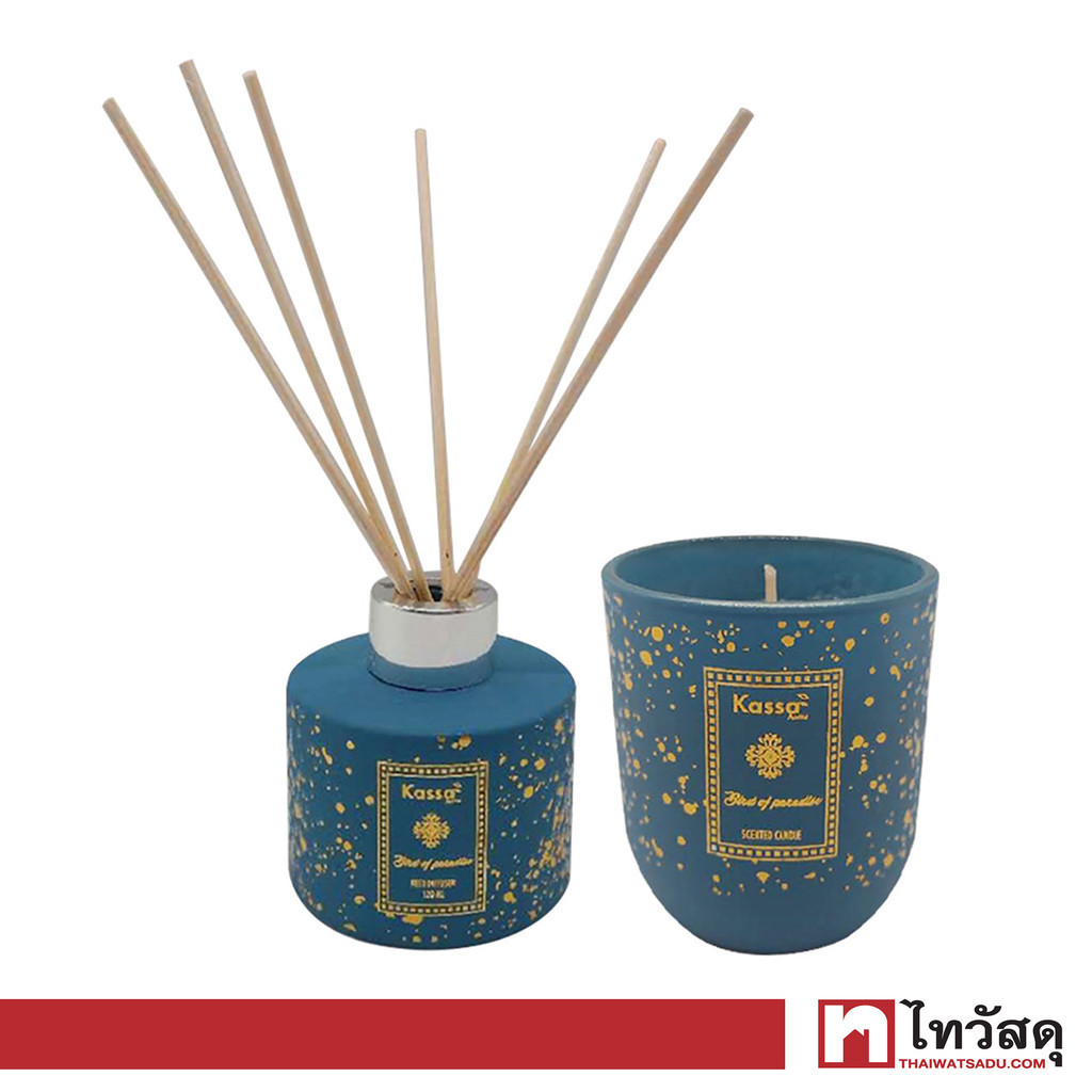 KASSA HOME ก้านไม้หอมปรับอากาศและเทียนหอม GLITTER รุ่น KL481DCS2-BE กลิ่น BIRD OF PARADISE