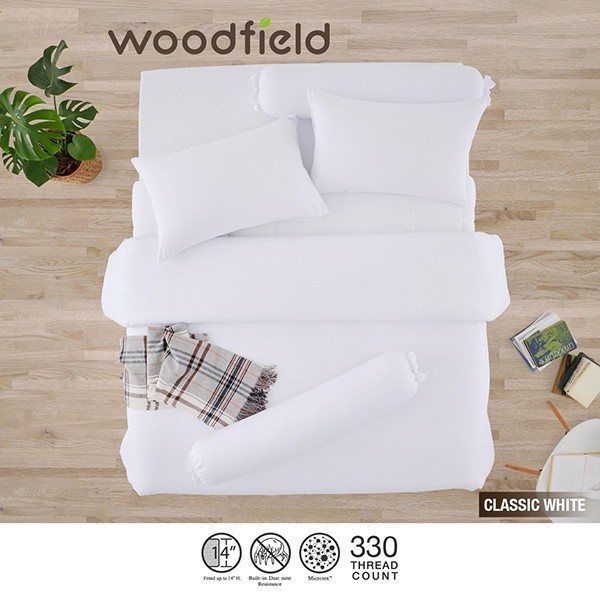 Woodfield ผ้าปูที่นอนนำเข้า ไม่รวมผ้านวม*** สี Classic White สัมผัสนุ่มลื่น ส่งฟรี