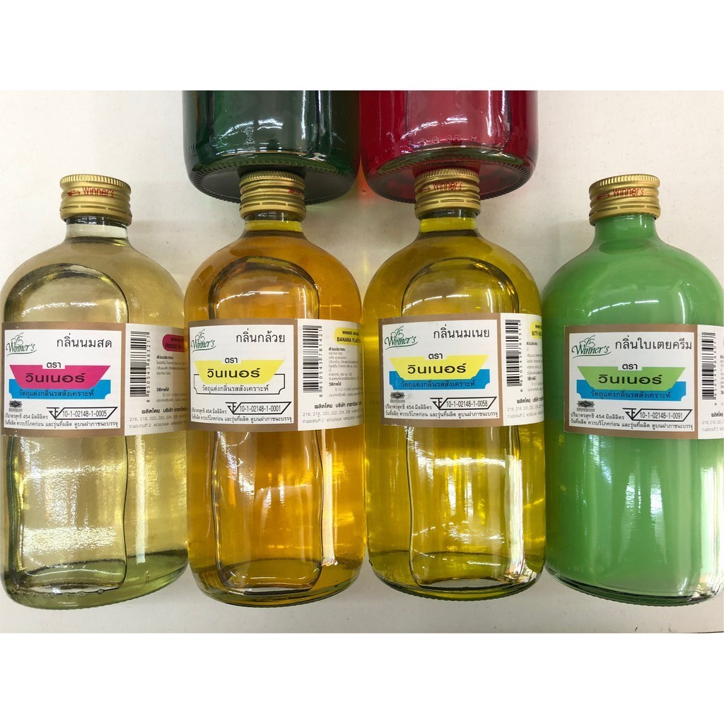 กลิ่น ผสมอาหาร 454ml. ตราวินเนอร์ Winner's นมสด กล้วย นมเนย ใบเตยครีม ใบเตย สตรอเบอร์รี่