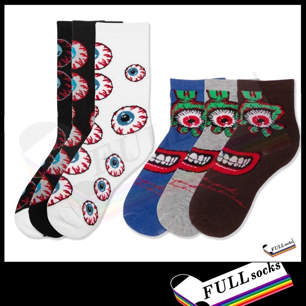 ถุงเท้าลาย ดวงตา​ ลูกตา​ ขนาด Free Size MISHKA Socks