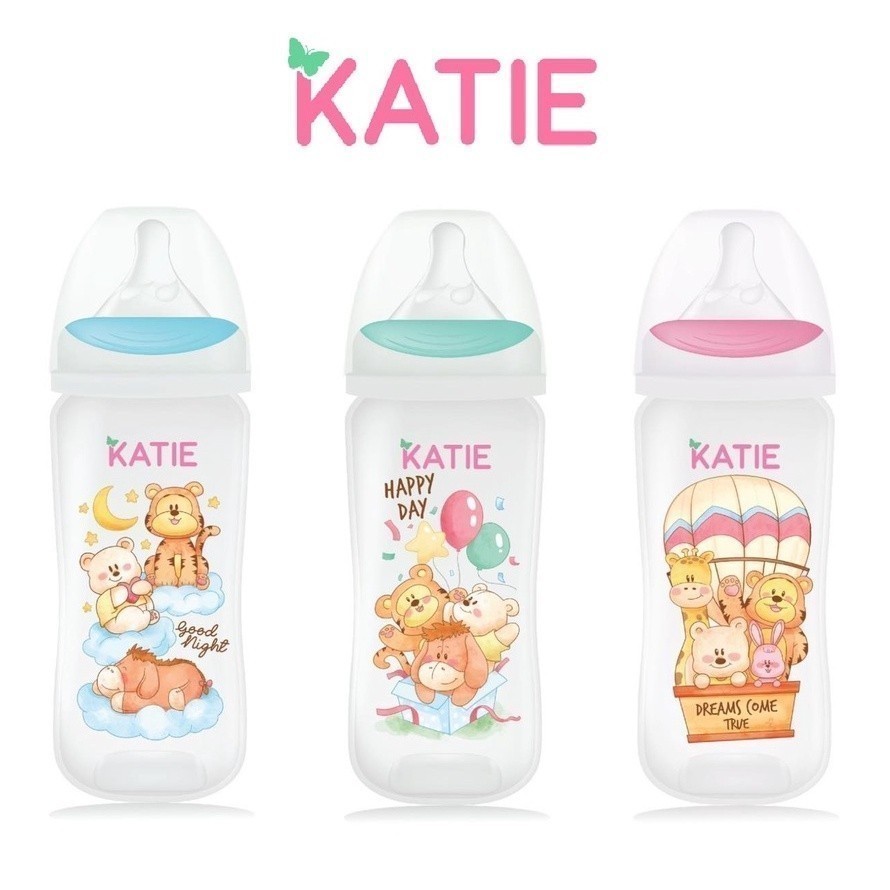 ส่งไว! สินค้าขายดี ขวดนมเด็ก จุกนมไม่ดูดไม่ไหล KATIE (เคที่) ขวดนมคอกว้าง PP ขนาด 5 และ 9 ออนซ์