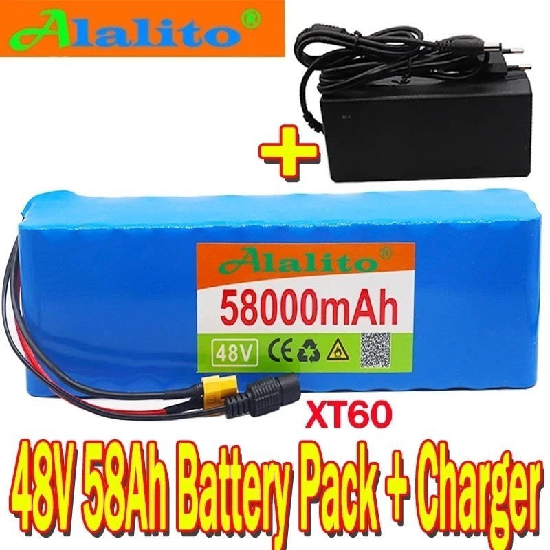 Electric Bicycle Battery 48v 58Ah 18650 Lithium ion battery pack 13String3and+Charger