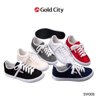 รองเท้าผ้าใบ ผูกเชือก พื้นยางพารา สีดำ SIZE 37-45 ส่งตรงจากโรงงานแท้100% GOLDCITY รุ่น SV001