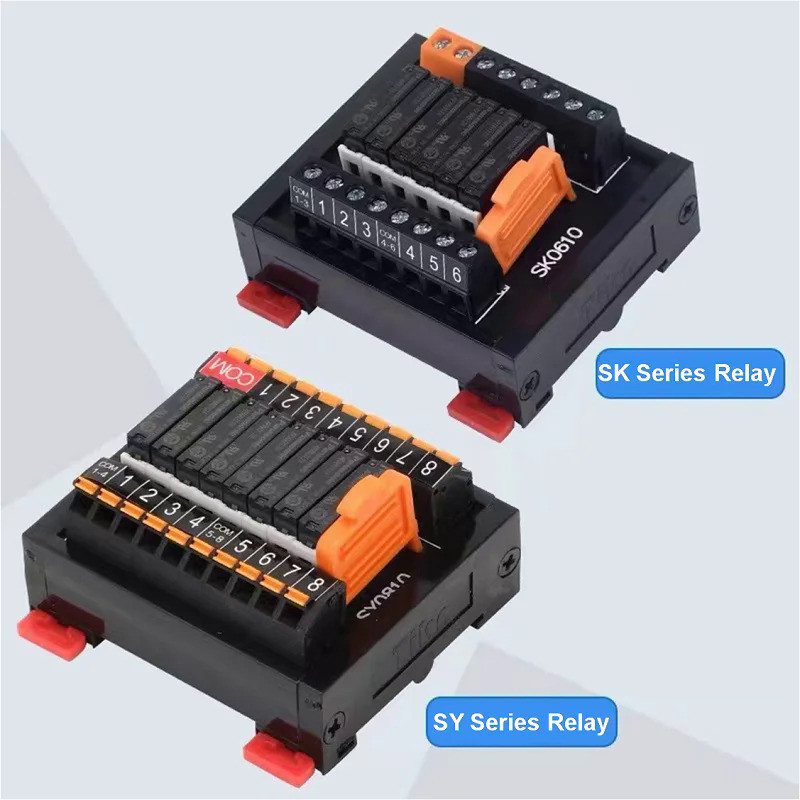 Sk/sy Series โมดูลรีเลย์ PLC เครื่องขยายเสียง DIN Rail Board Pluggable รีเลย์4/6/8/10/12/14/16ช่อง5V