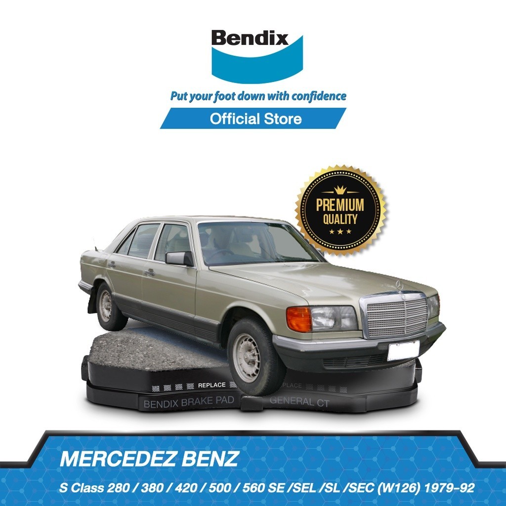Bendix ผ้าเบรค BENZ (W126) 280 / 380 / 420 / 500 / 560 SE /SEL /SL /SEC (ปี 1979-92) ดิสเบรคหน้า+ดิส