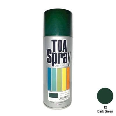 สีสเปรย์ TOA อเนกประสงค์ เบอร์ 12 สีเขียวเข้ม (Dark Green) ขนาด 400 มล. แห้งเร็ว เงางาม ของแท้ 100%