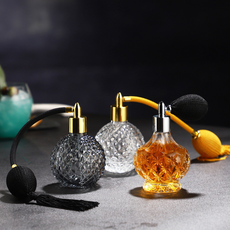 Bitter Essence Spray Bottle Retro Airbag Storage Bottle Diamond Pattern Glass Cocktail Spray Bottle 