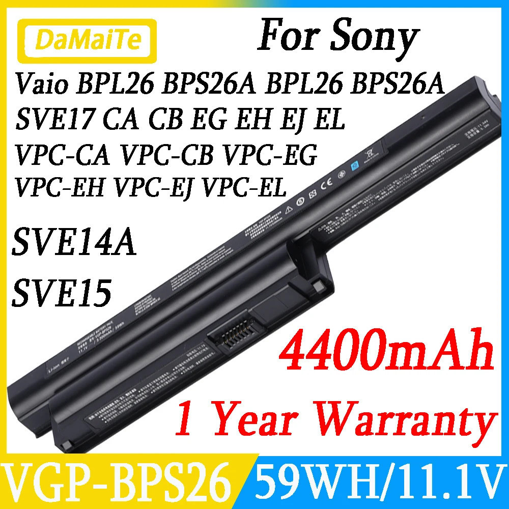 แบตเตอรี่แล็ปท็อป VGP-BPS26สำหรับ Sony Vaio BPL26 BPS26 BPS26A SVE14A VPC-EH SVE17 VPC-CA VPC-CB VPC