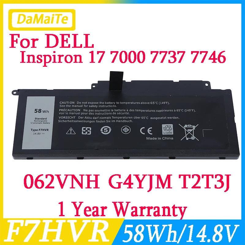 แบตเตอรี่แล็ปท็อป T2T3J สำหรับ Dell Inspiron 17 7000 7737 7746 14 15 15r 5545 7537 14-7437 17-7746 7