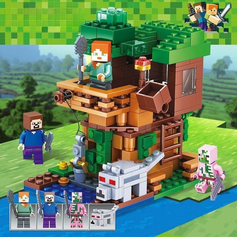 【สต็อกพร้อม】 ของเล่น Minecraft ของเล่นตัวต่อฝึกสมองสำหรับเด็ก(ราคาถูก) บล็อกตัวต่อ ป้อมมายคราฟ หมู่บ้านมายคราฟ