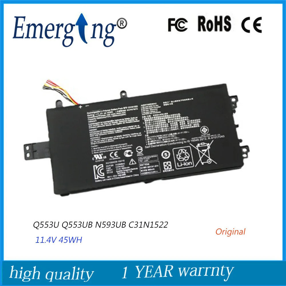 11.4V C31N1522แบตเตอรี่แล็ปท็อปสำหรับ Asus Q553U N593UB-1A Series 0B200-01880000