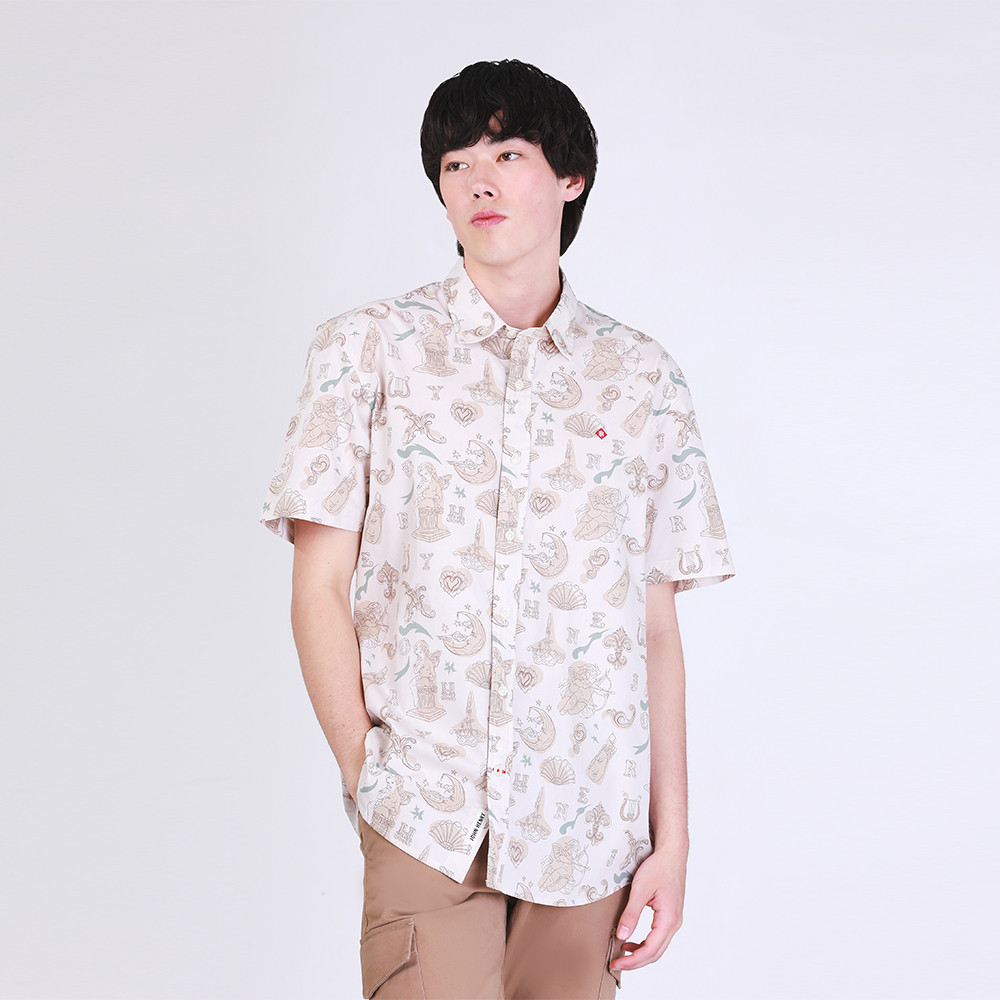 John Henry เสื้อเชิ้ตผู้ชายแขนสั้น ทรงเข้ารูป รุ่น JH F124MSSSM06 - สีเบจ