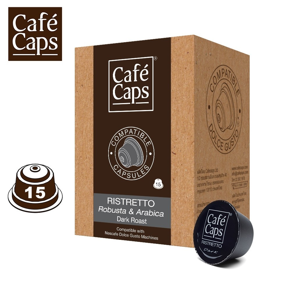 Dolce Gusto Compatible Coffee Capsule Ristretto - Cafecaps (1 Box X 15 Caps) | กาแฟแคปซูล ริสเทรตโต