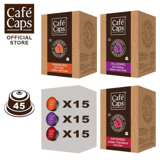 Dolce Gusto Compatible Coffee Capsule Cremoso, Intenso & Doi Chang - Cafecaps (3 boxes X 15 Caps) | กาแฟแคปซูล รวมรส