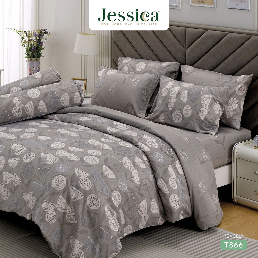 Jessica Tencel T866 พิมพ์ลาย เจสสิก้า ชุดเครื่องนอน ผ้าปูที่นอน ผ้านวม ลวดลายโดดเด่น ให้สัมผัสที่นุ่มลื่นดุจแพรไหม