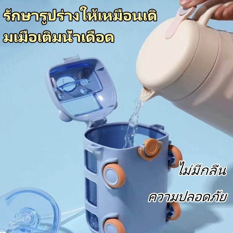 รับประกันของแท้ ขวดน้ํา ถ้วยรูปรถบัส กระบอกน้ำเด็ก ขวดน้ําเด็กไปโรงเรียน ขนาด 500 มล พร้อมหลอดดูด แบบพกพา ราคา ถูกที่สุด ดีลบีเคเค แกลเลอรีภาพที่ 3