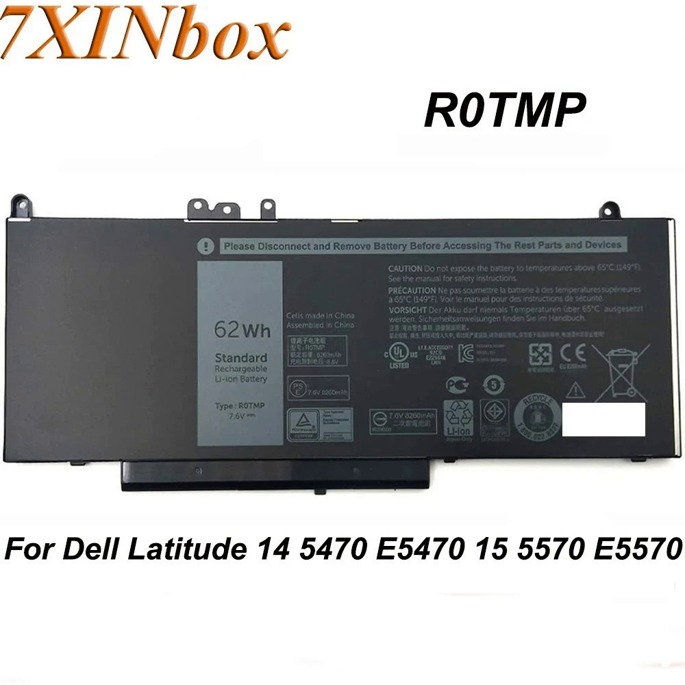 7XINbox R0TMP ROTMP G5M10 7.6V 62Wh แบตเตอรี่แล็ปท็อปสำหรับ DELL Latitude 14 5470 15 5570 E5470 E557